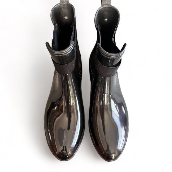 Juicy Couture Tarain Ankle Chelsea Rain Boots Solid Black Pull-On Sz 7 - Picture 2 of 12